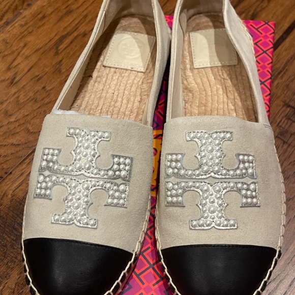 Tory Burch Pearl logo flat espadrilles